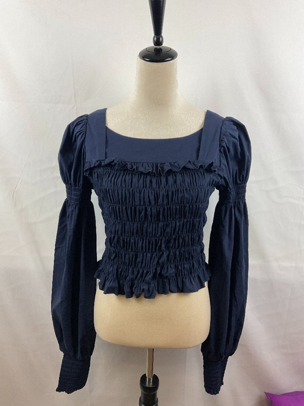 Choosy Top S Gathered Long Sleeve Cropped